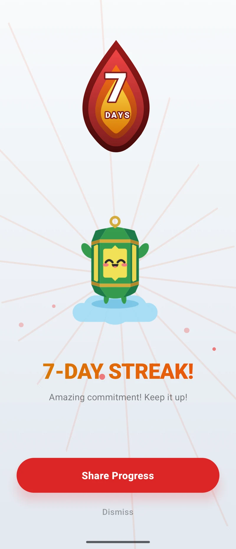 streak celebration in QuranFlows, light mode